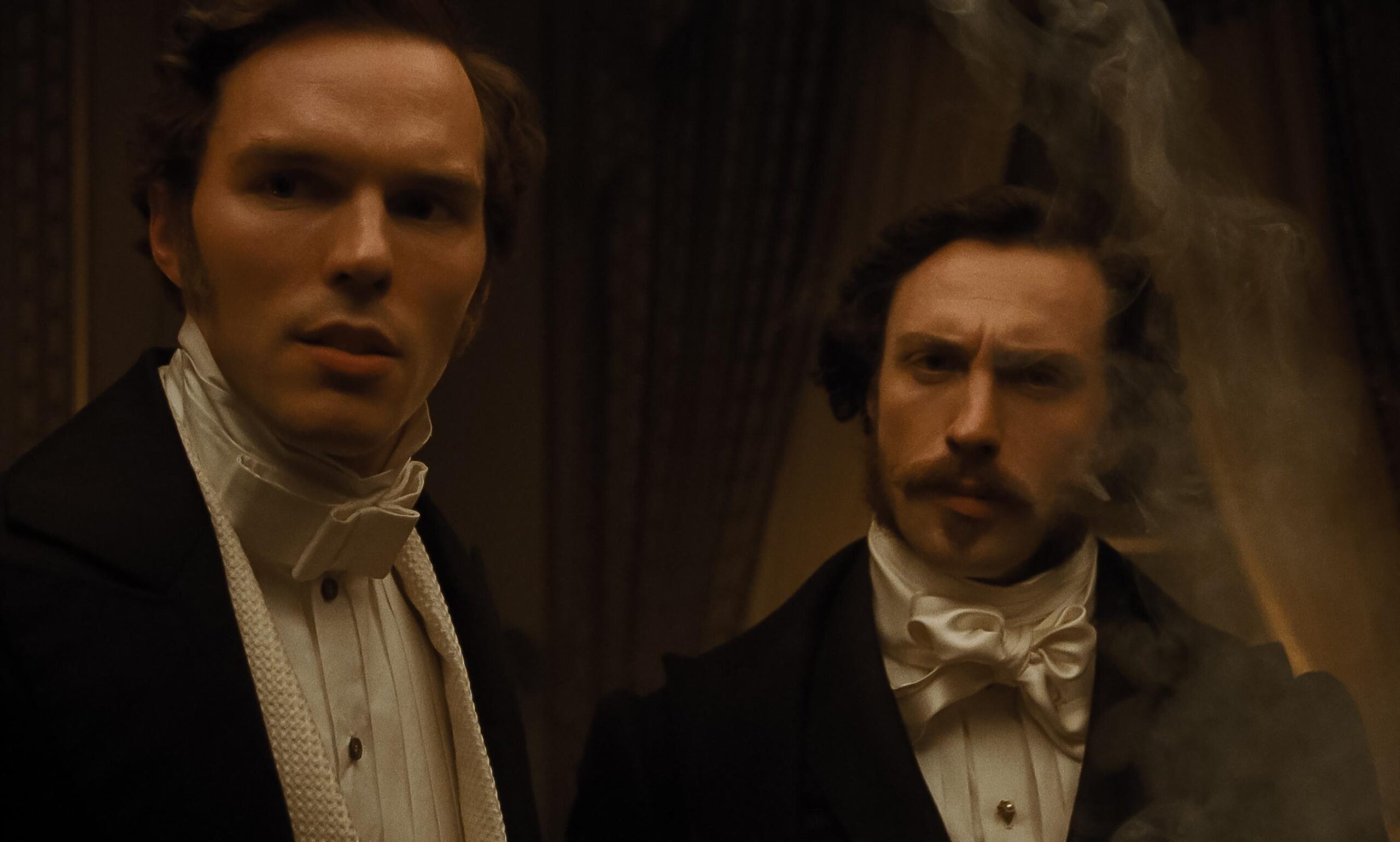 Nicholas Hoult as Thomas Hutter & Aaron Taylor-Johnson as Friedrich Harding in Nosferatu 2024